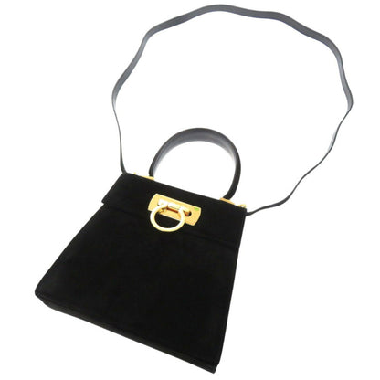 Salvatore Ferragamo Black Suede Gancini