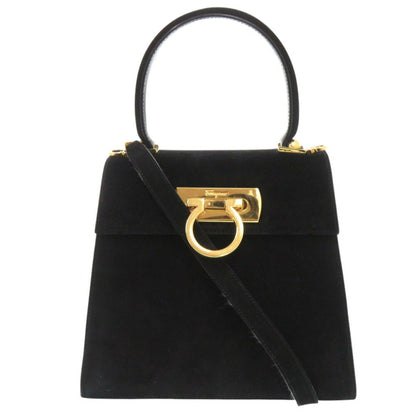Salvatore Ferragamo Black Suede Gancini