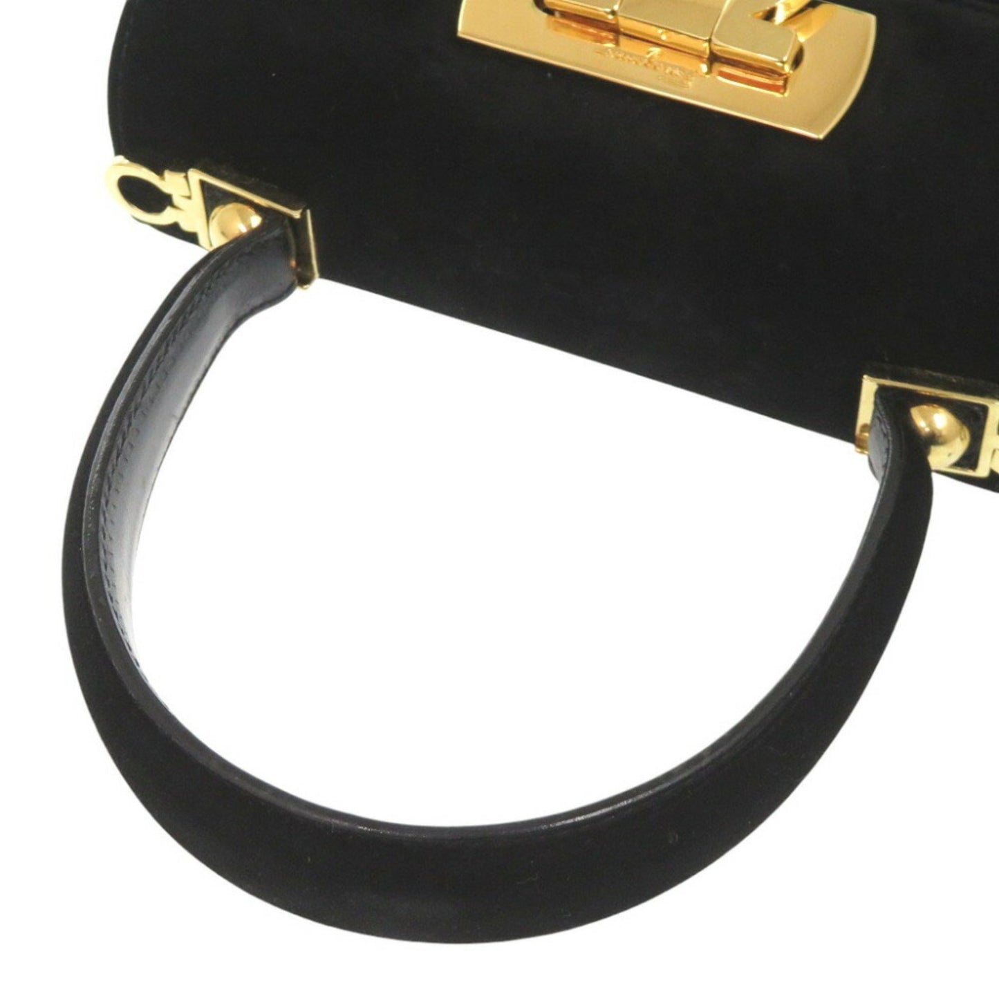 Salvatore Ferragamo Black Suede Gancini