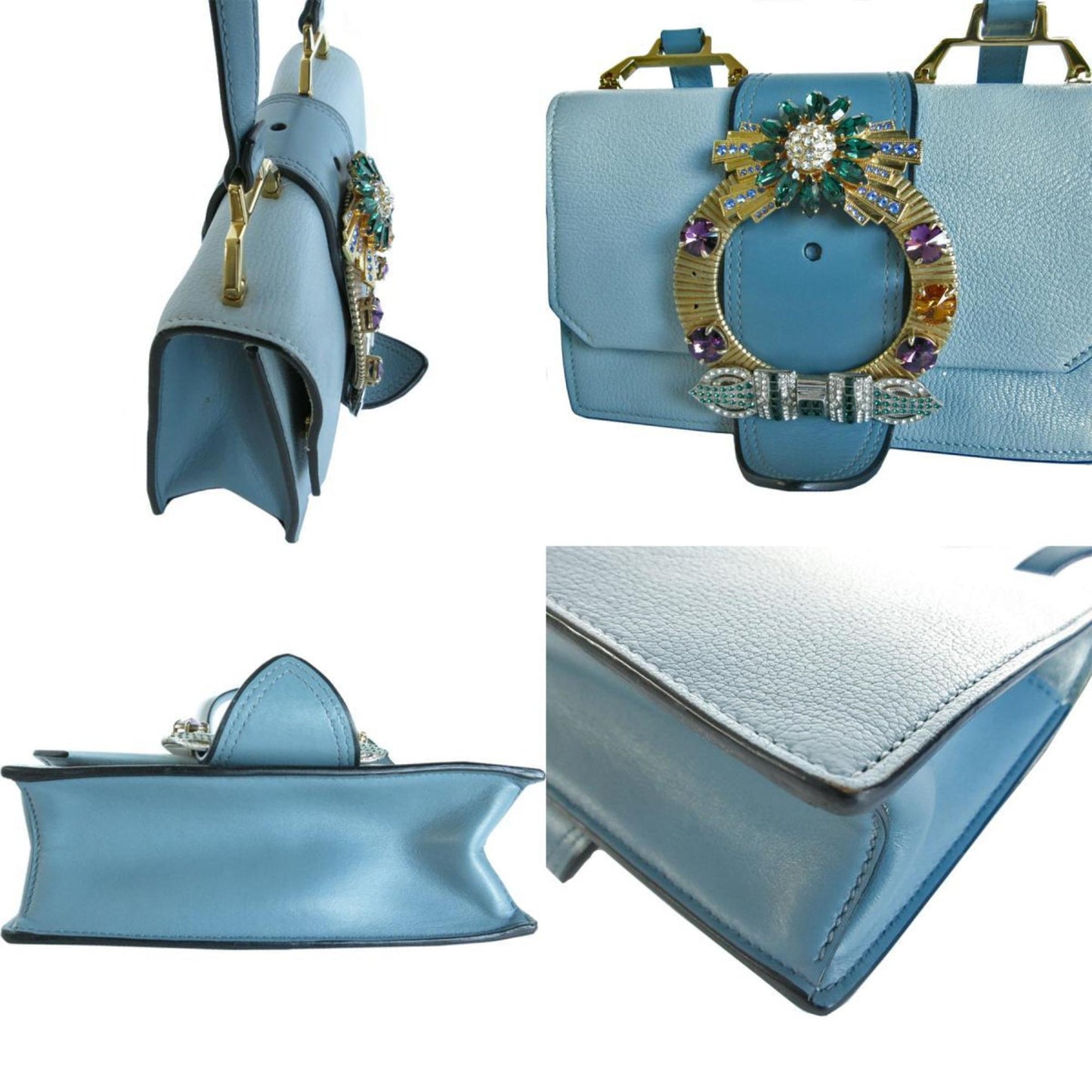 Miu Miu Blue Leather Miu Lady