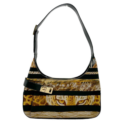 Salvatore Ferragamo Black Canvas Ganchio City