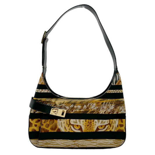 Salvatore Ferragamo Black Canvas Ganchio City