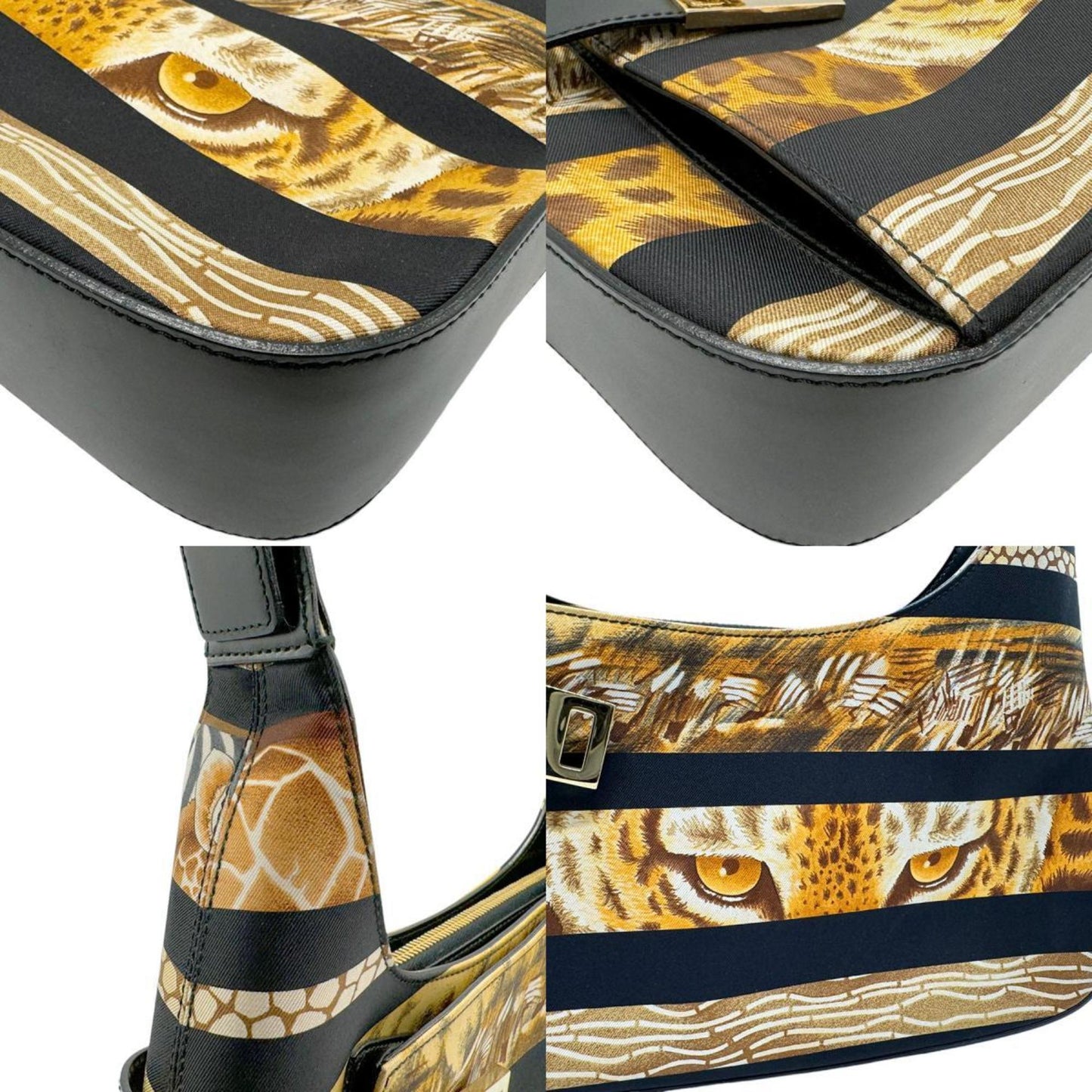 Salvatore Ferragamo Black Canvas Ganchio City