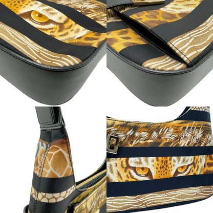 Salvatore Ferragamo Black Canvas Ganchio City