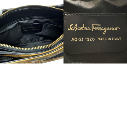 Salvatore Ferragamo Black Canvas Ganchio City
