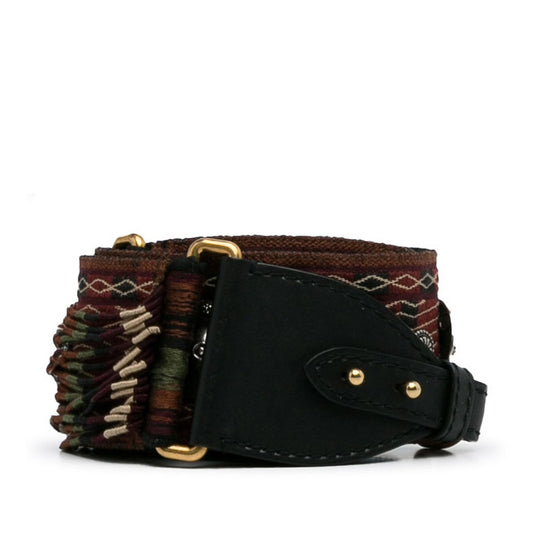 Dior Embroidered Canvas Bohemian Fringe Strap