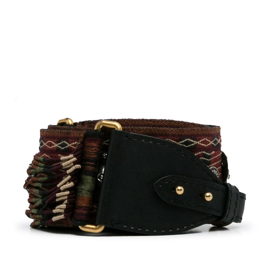 Dior Embroidered Canvas Bohemian Fringe Strap