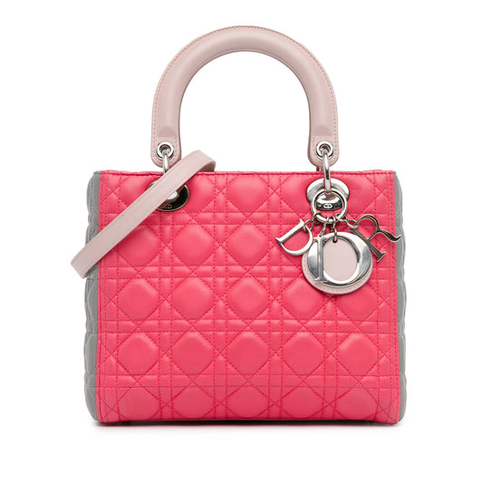 Dior Medium Tricolor Lambskin Cannage Lady Dior