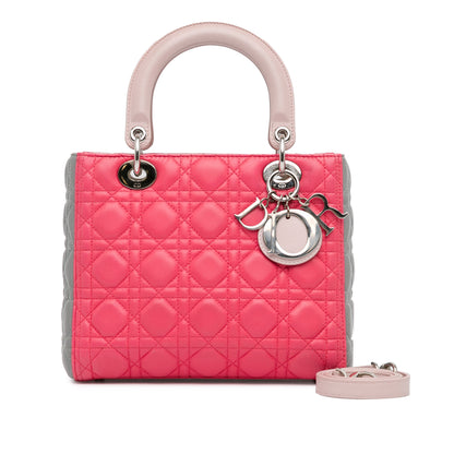 Dior Medium Tricolor Lambskin Cannage Lady Dior