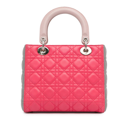 Dior Medium Tricolor Lambskin Cannage Lady Dior