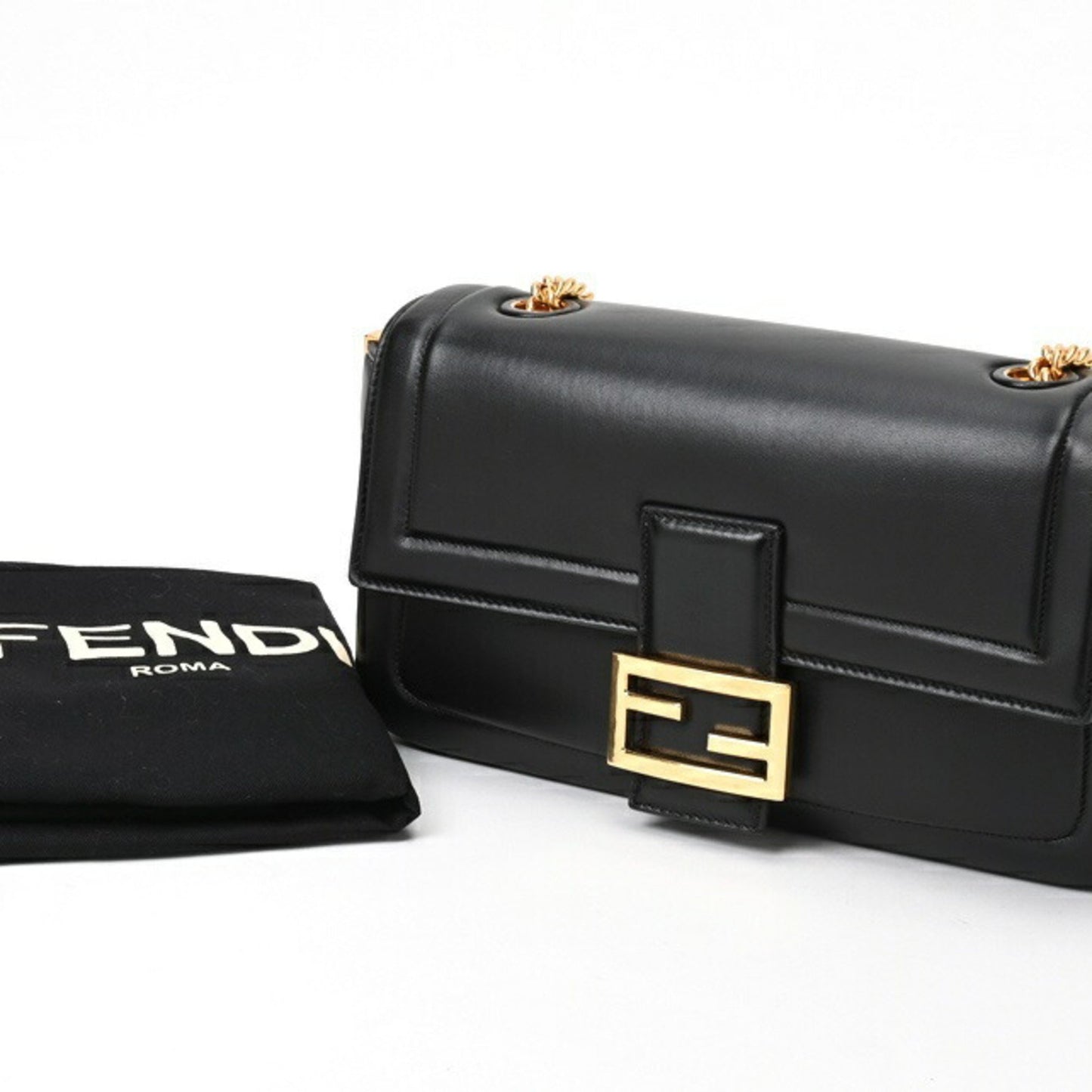 Fendi Black Leather Baguette