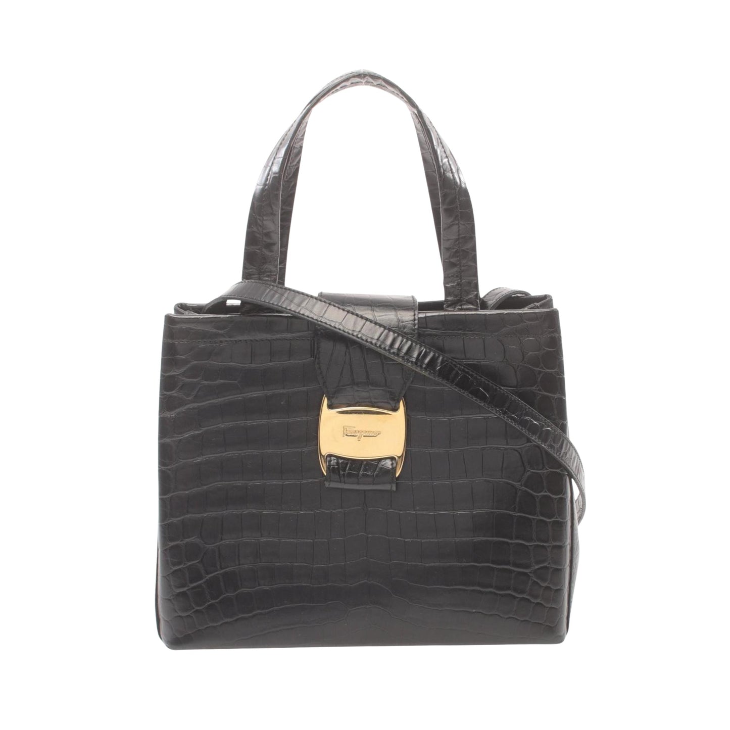 Salvatore Ferragamo Black Leather Handbag