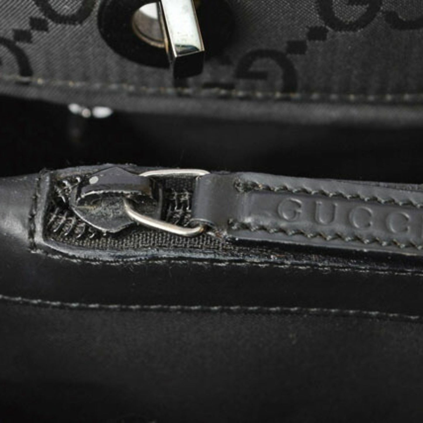 Gucci Black Canvas Bamboo