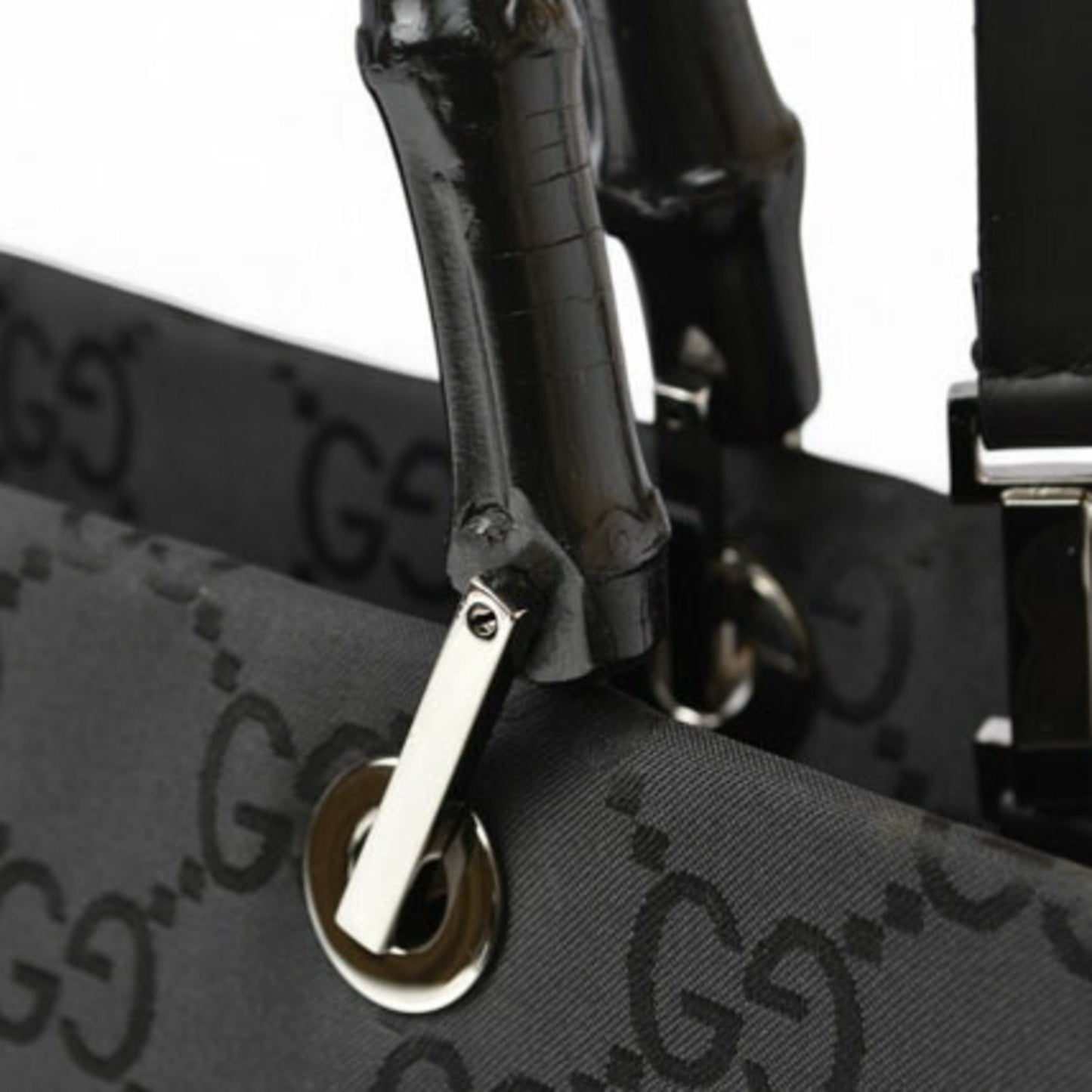 Gucci Black Canvas Bamboo