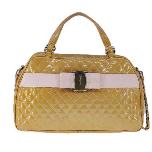 Salvatore Ferragamo Yellow Patent Leather Vara