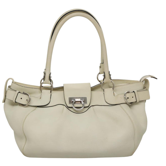 Salvatore Ferragamo White Leather Gancini