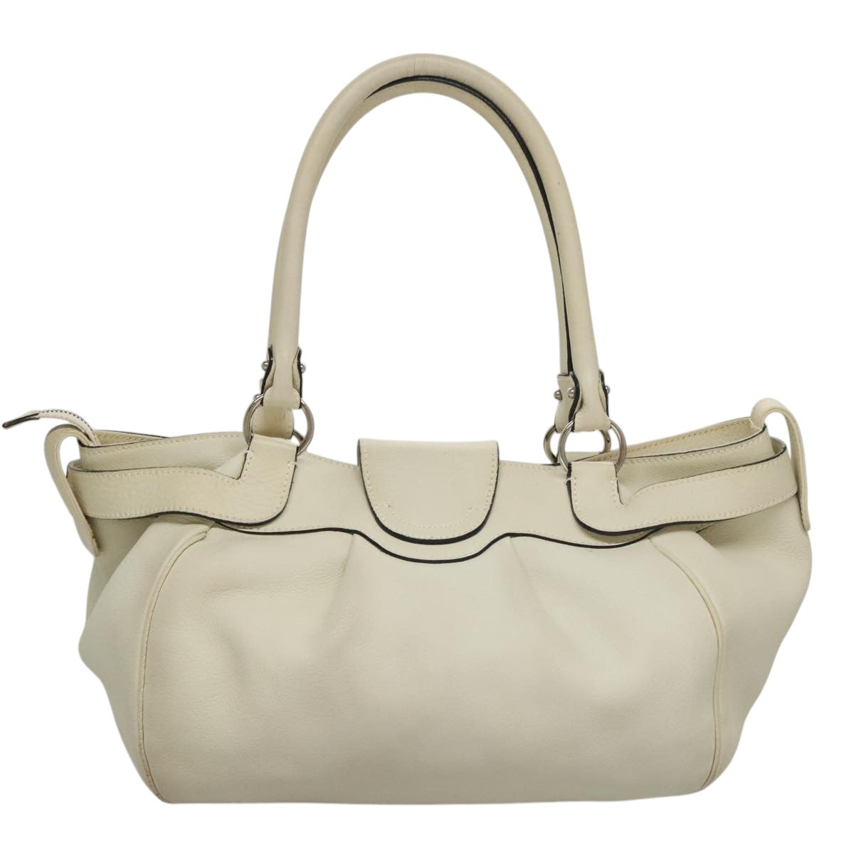 Salvatore Ferragamo White Leather Gancini