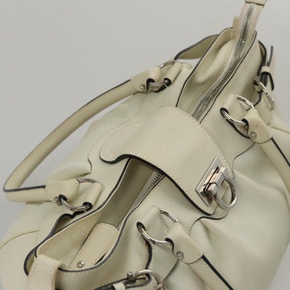 Salvatore Ferragamo White Leather Gancini