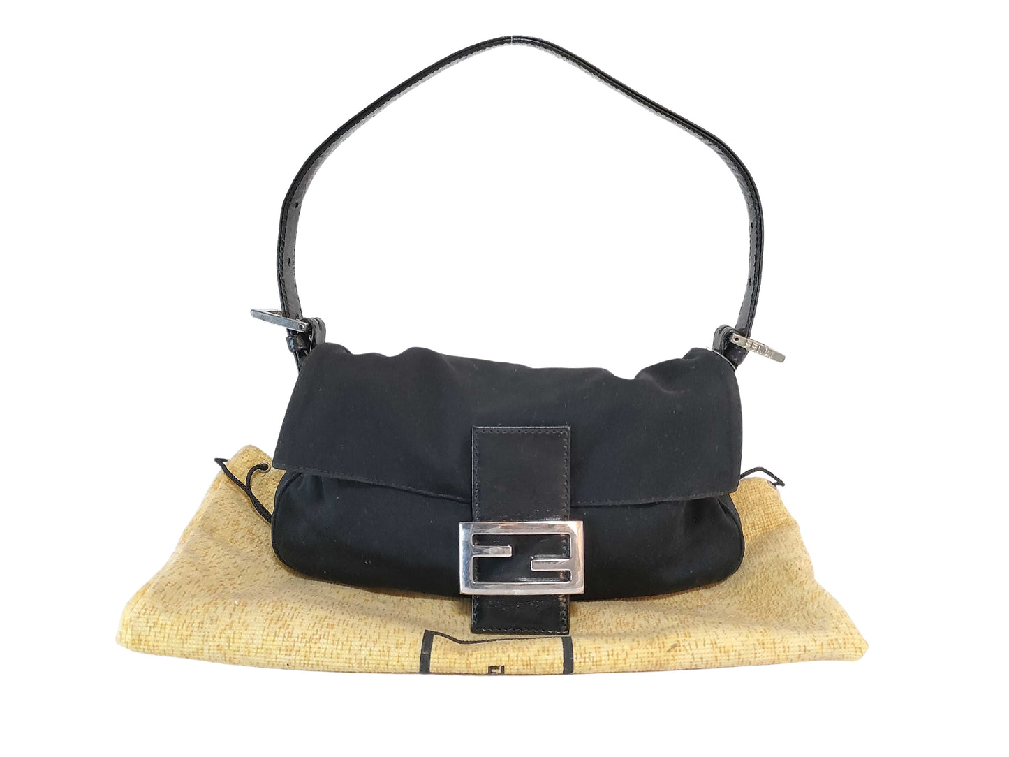 Fendi Black Canvas Mamma Baguette
