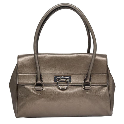 Salvatore Ferragamo Silver Leather Gancini