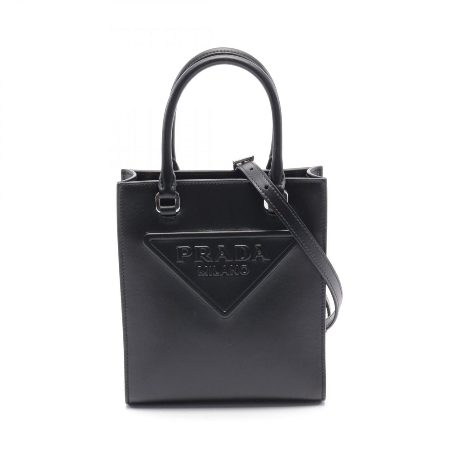 Prada Black Leather Triangle Logo