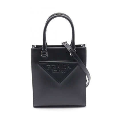 Prada Black Leather Triangle Logo