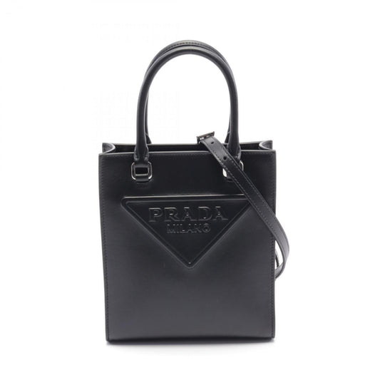 Prada Black Leather Triangle Logo