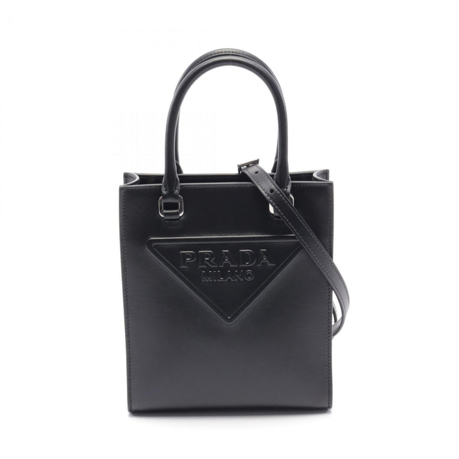 Prada Black Leather Triangle Logo
