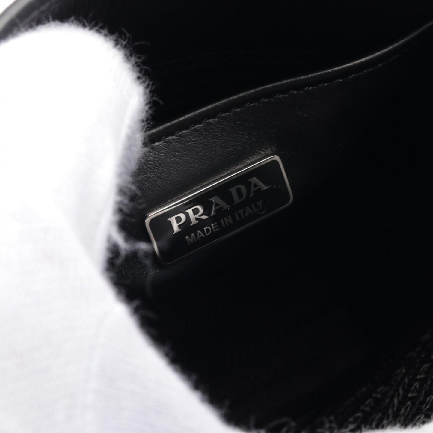 Prada Black Leather Triangle Logo