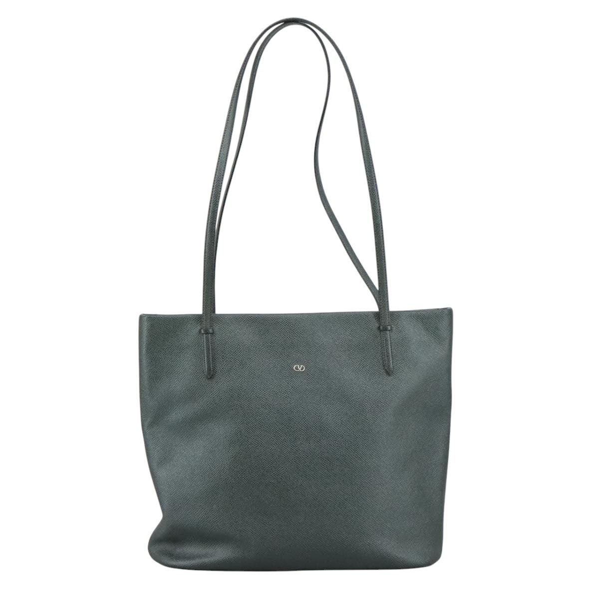 Valentino Garavani Gray Leather V Logo