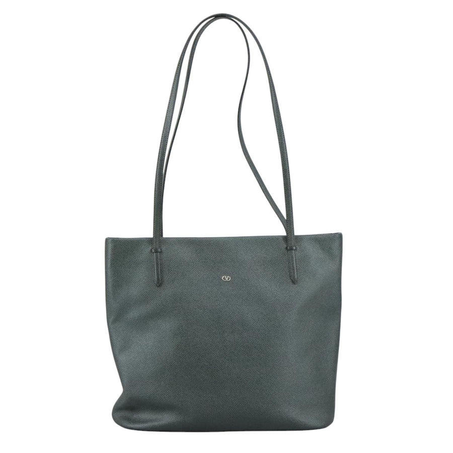 Valentino Garavani Gray Leather V Logo