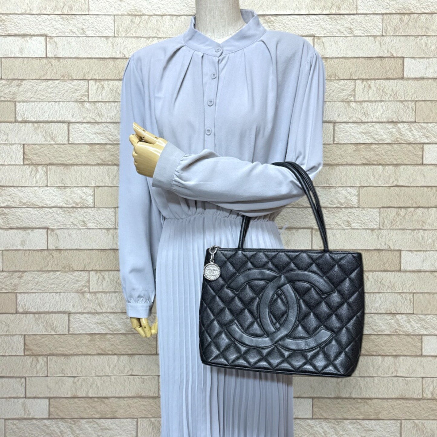 Chanel Black Leather Medaillon