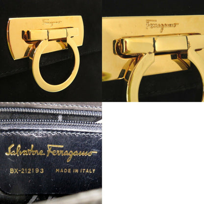 Salvatore Ferragamo Black Leather Gancini