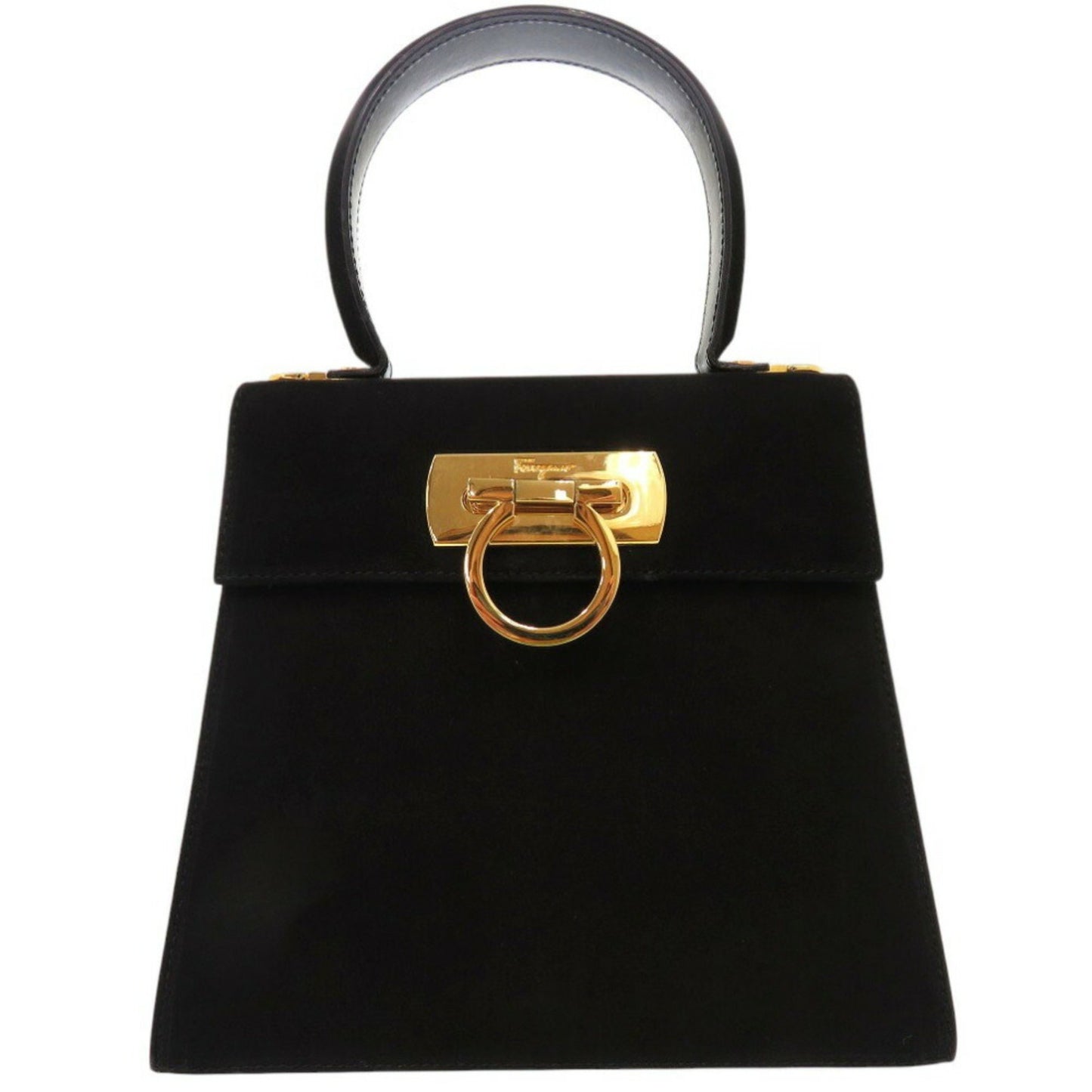 Salvatore Ferragamo Black Leather Gancini