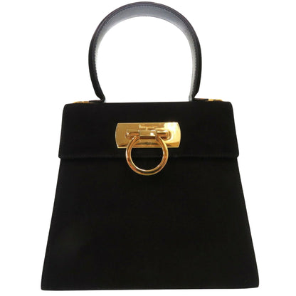 Salvatore Ferragamo Black Leather Gancini