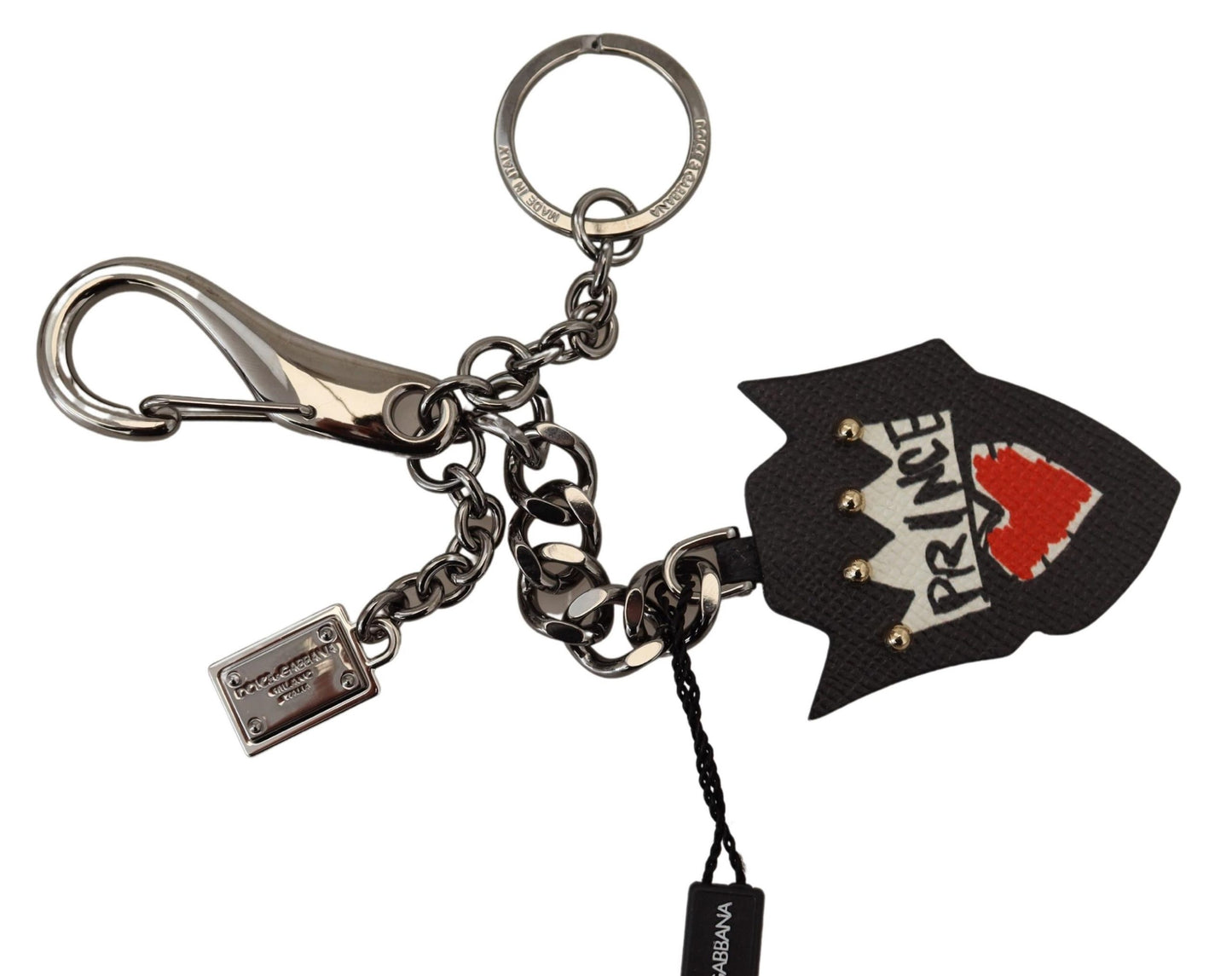 Dolce & Gabbana Elegant Silver And Black Designer Keychain