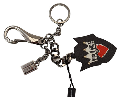 Dolce & Gabbana Elegant Silver And Black Designer Keychain
