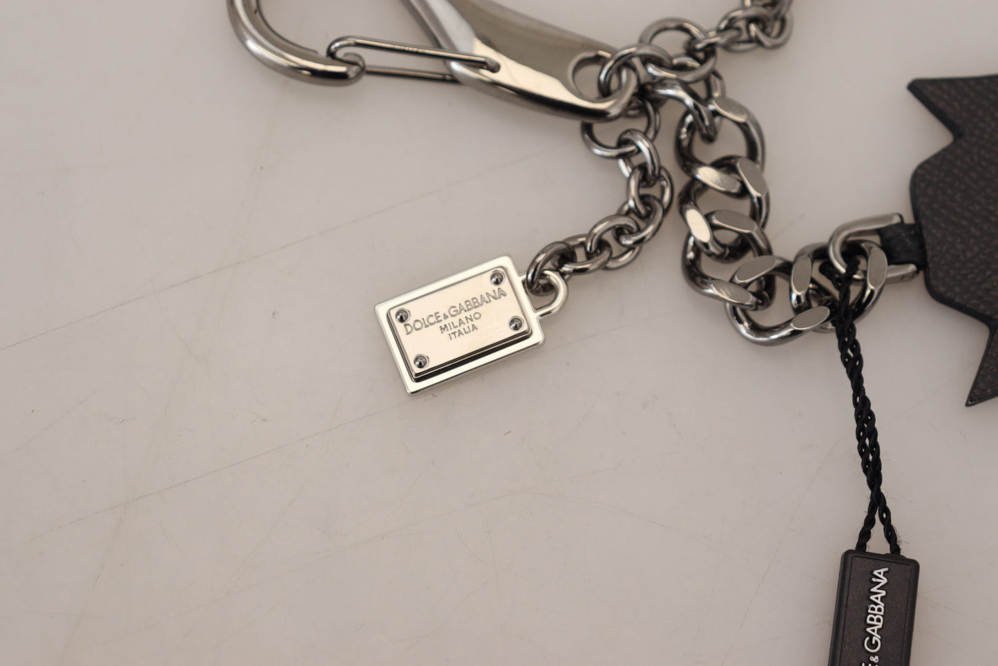Dolce & Gabbana Elegant Silver And Black Designer Keychain