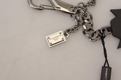 Dolce & Gabbana Elegant Silver And Black Designer Keychain