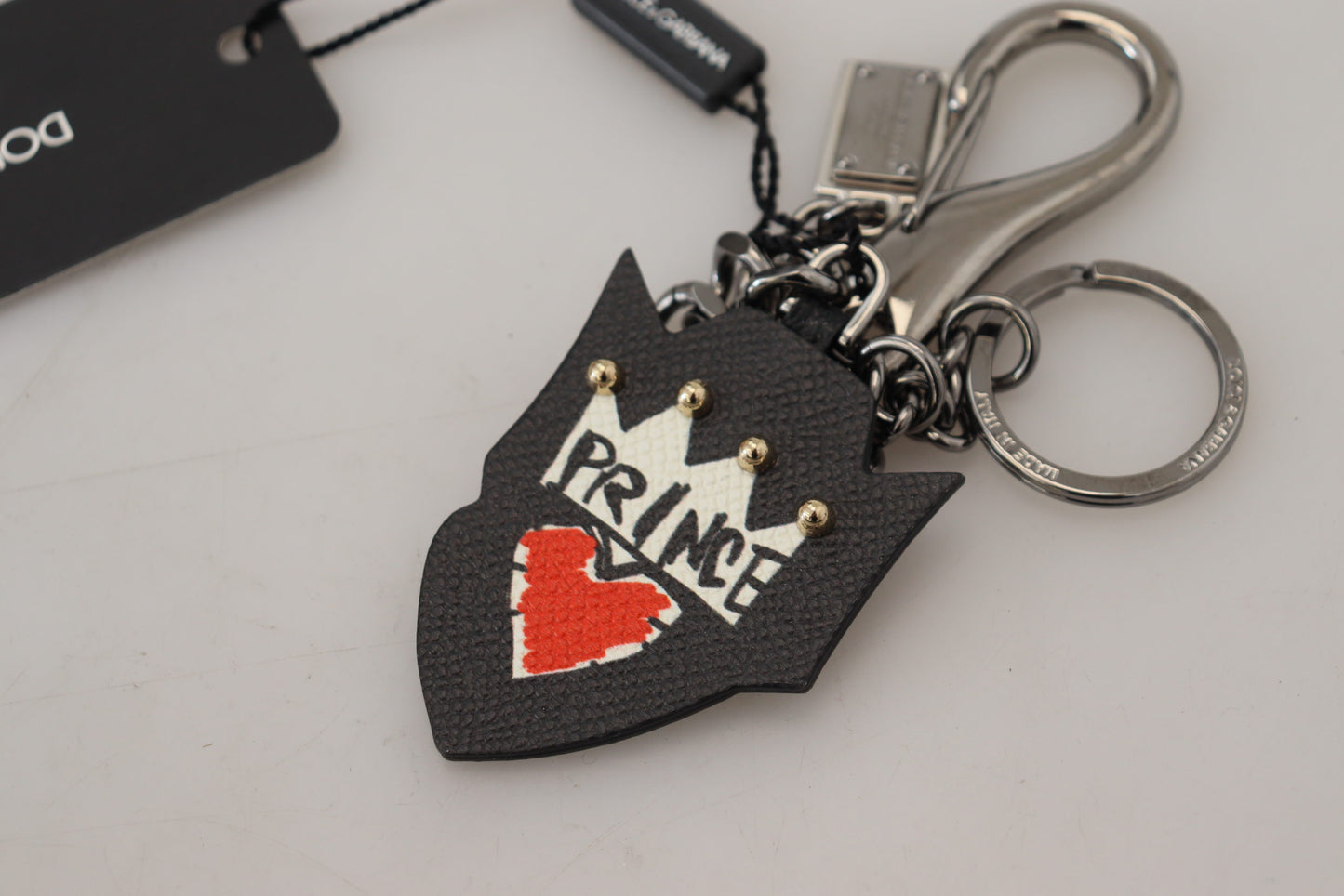 Dolce & Gabbana Elegant Silver And Black Designer Keychain