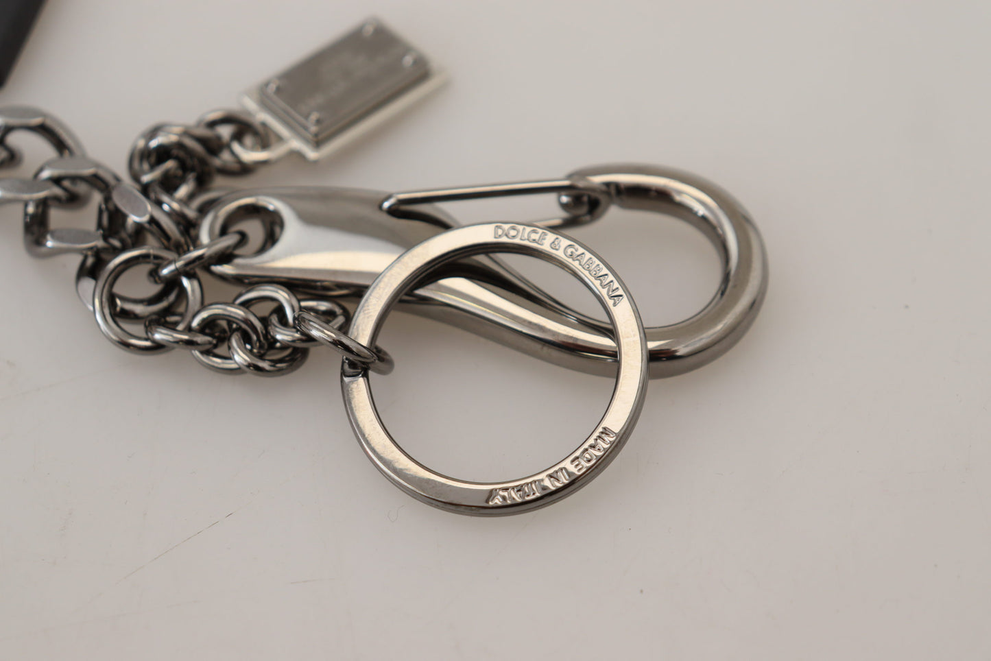 Dolce & Gabbana Elegant Silver And Black Designer Keychain