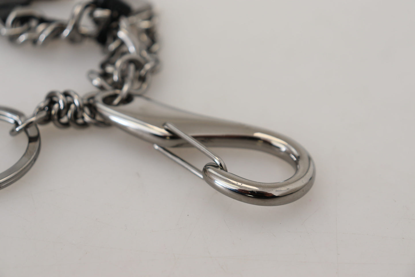 Dolce & Gabbana Elegant Silver And Black Designer Keychain