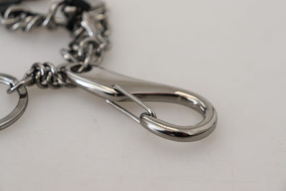 Dolce & Gabbana Elegant Silver And Black Designer Keychain