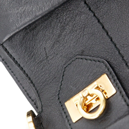 Salvatore Ferragamo Black Leather Gancini