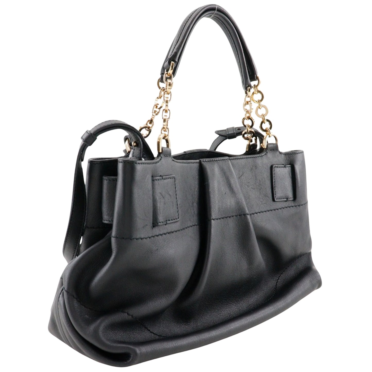 Salvatore Ferragamo Black Leather Gancini