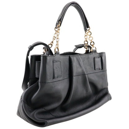 Salvatore Ferragamo Black Leather Gancini