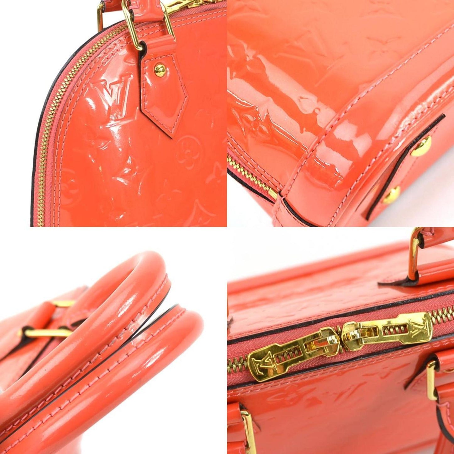 Louis Vuitton Orange Patent Leather Alma Bb