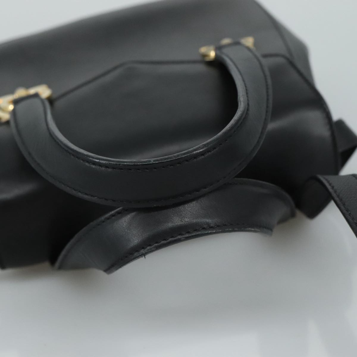 Salvatore Ferragamo Black Leather Gancini