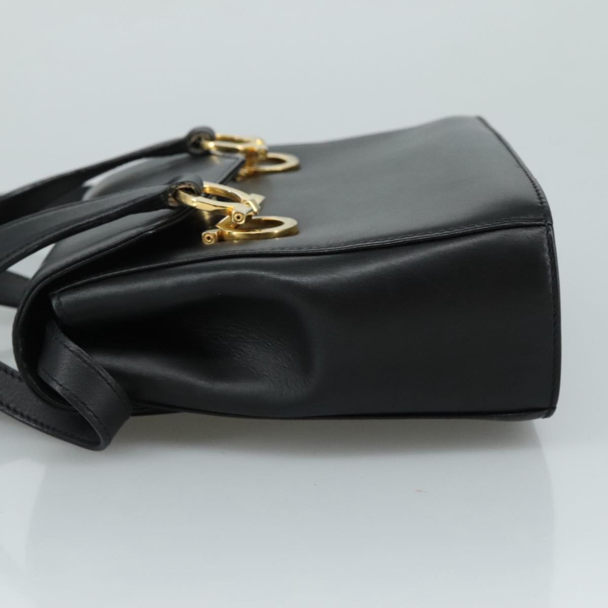 Salvatore Ferragamo Black Leather Gancini