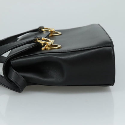 Salvatore Ferragamo Black Leather Gancini